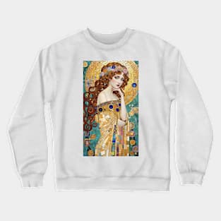 Gustav Klimt's Golden Muse: Inspired Woman in Regal Radiance Crewneck Sweatshirt